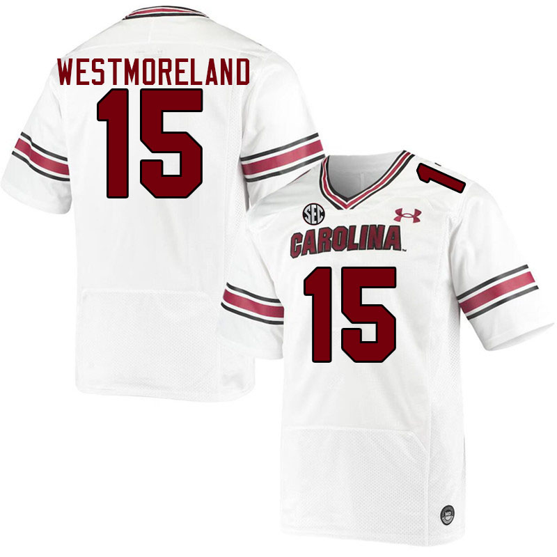 Men #15 Donovan Westmoreland South Carolina Gamecocks 2023 College Football Jerseys Stitched-White